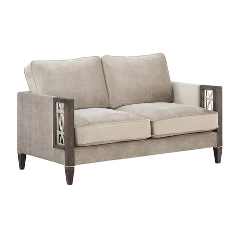 Peregrine Velvet & Walnut Loveseat Model 57991 By ACME Furniture