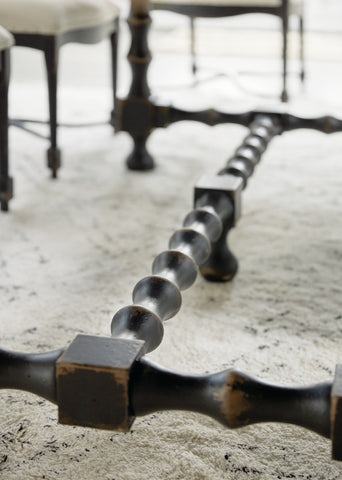 Hooker Furniture Casual Dining Ciao Bella 84in Trestle Table w/ 2-18in Leaves-Flaky White/Black