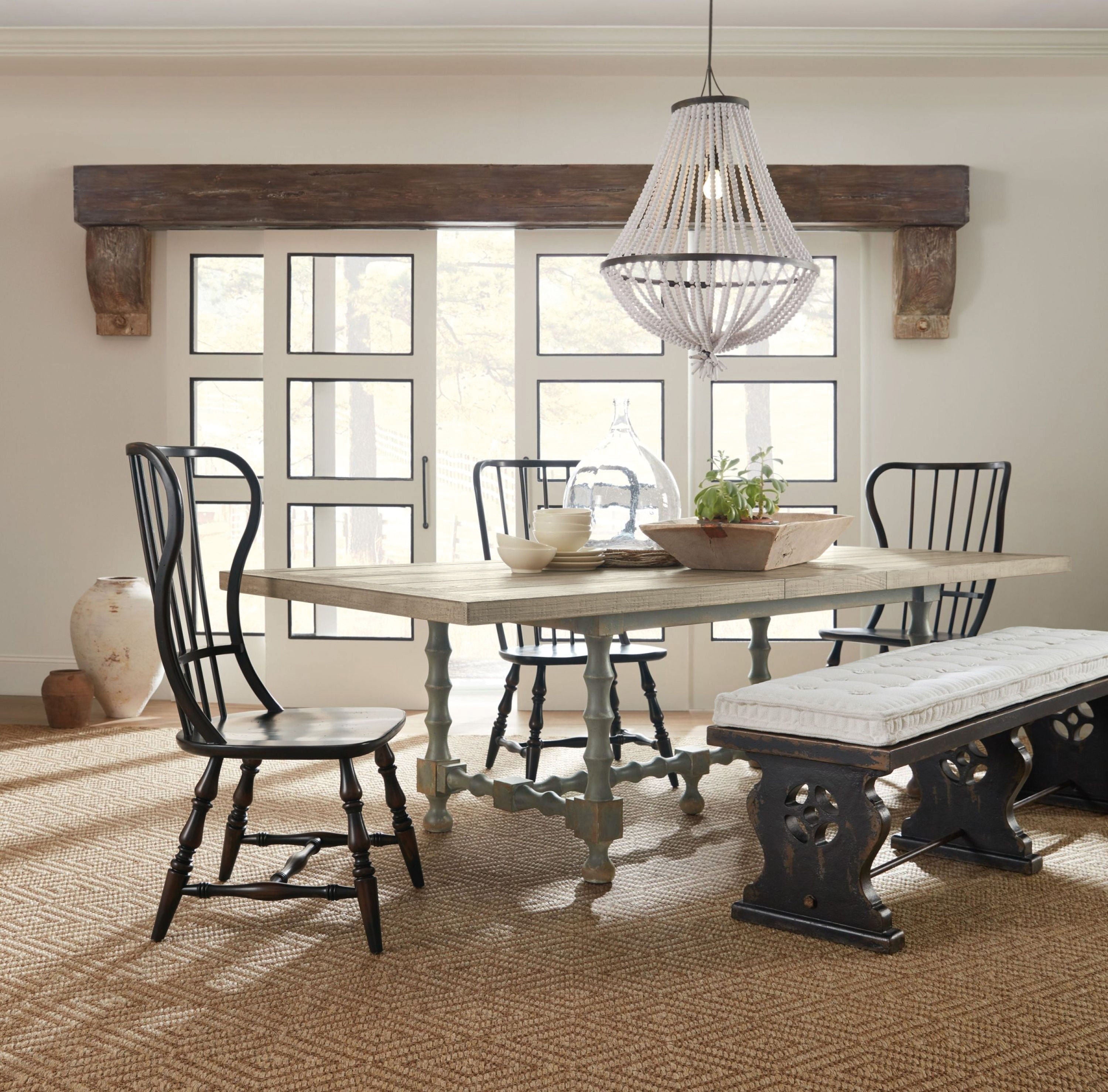 Hooker Furniture Casual Dining Ciao Bella 84in Trestle Table w/ 2-18in Leaves-Natural/Gray