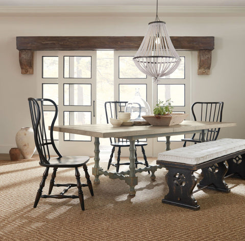 Hooker Furniture Casual Dining Ciao Bella 84in Trestle Table w/ 2-18in Leaves-Natural/Gray