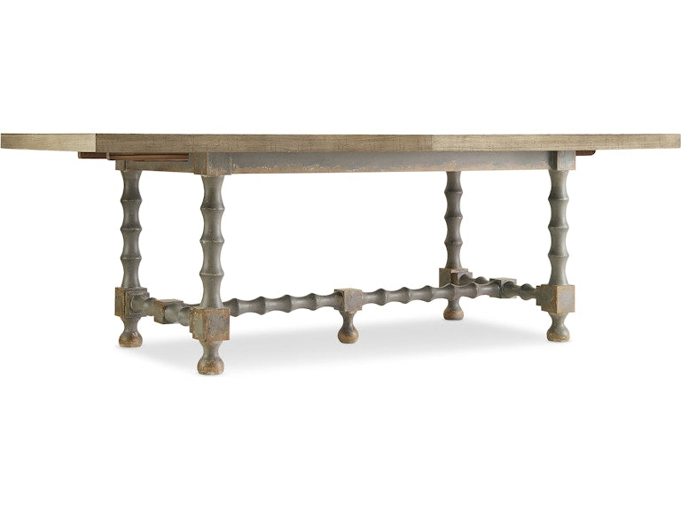 Hooker Furniture Casual Dining Ciao Bella 84in Trestle Table w/ 2-18in Leaves-Natural/Gray