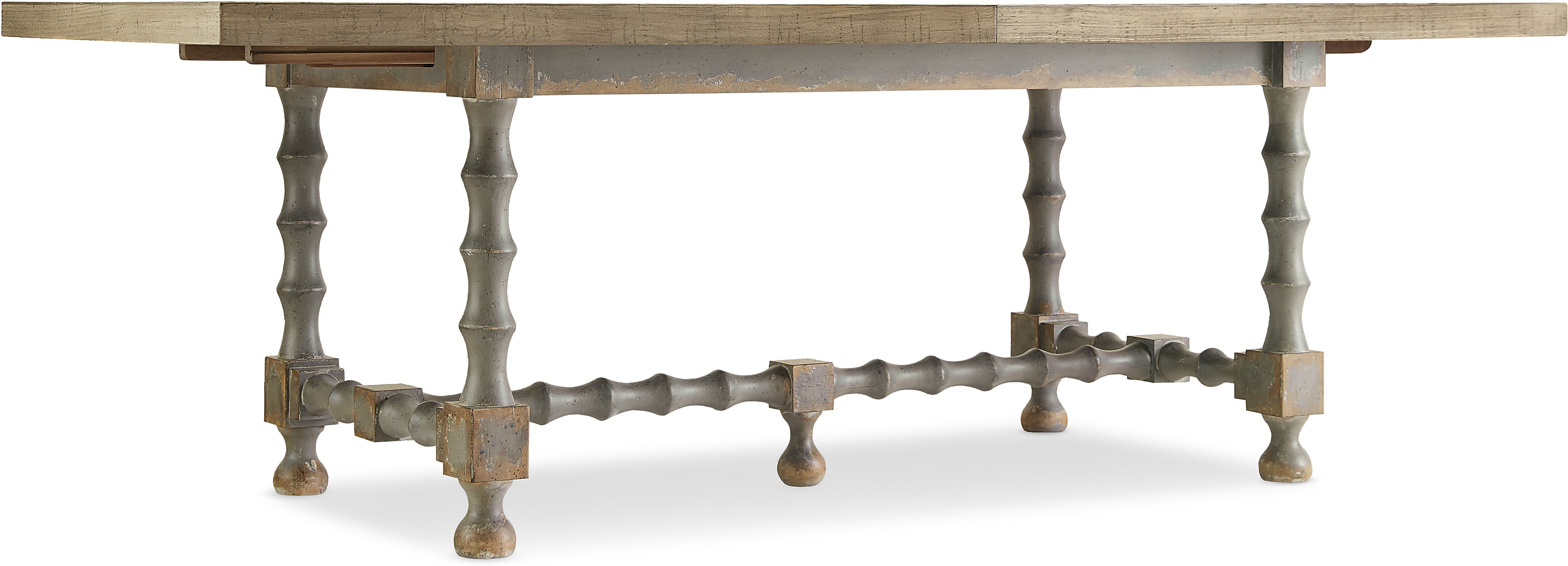 Hooker Furniture Casual Dining Ciao Bella 84in Trestle Table w/ 2-18in Leaves-Natural/Gray