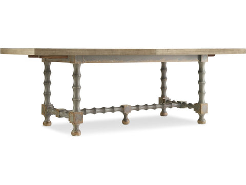 Hooker Furniture Casual Dining Ciao Bella 84in Trestle Table w/ 2-18in Leaves-Natural/Gray