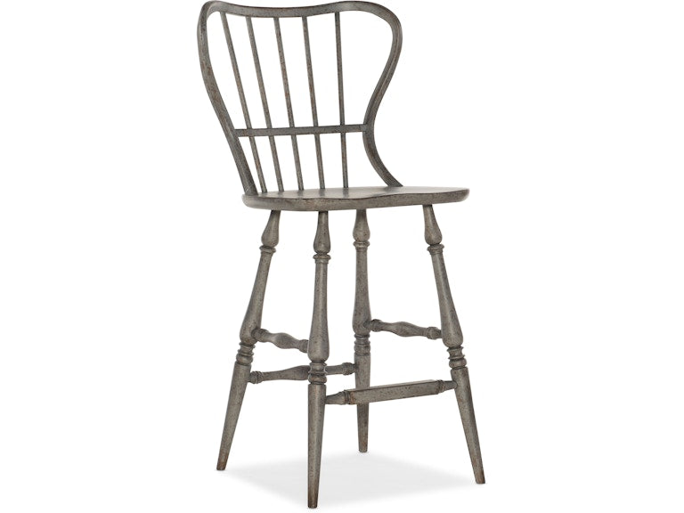 Hooker Furniture Casual Dining Ciao Bella Spindle Back Bar Stool-Speckled Gray