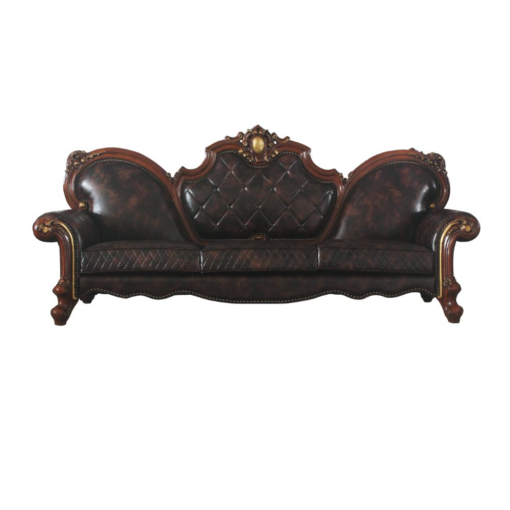 ACME Picardy PU & Honey Oak Finish Picardy Sofa Model 58220