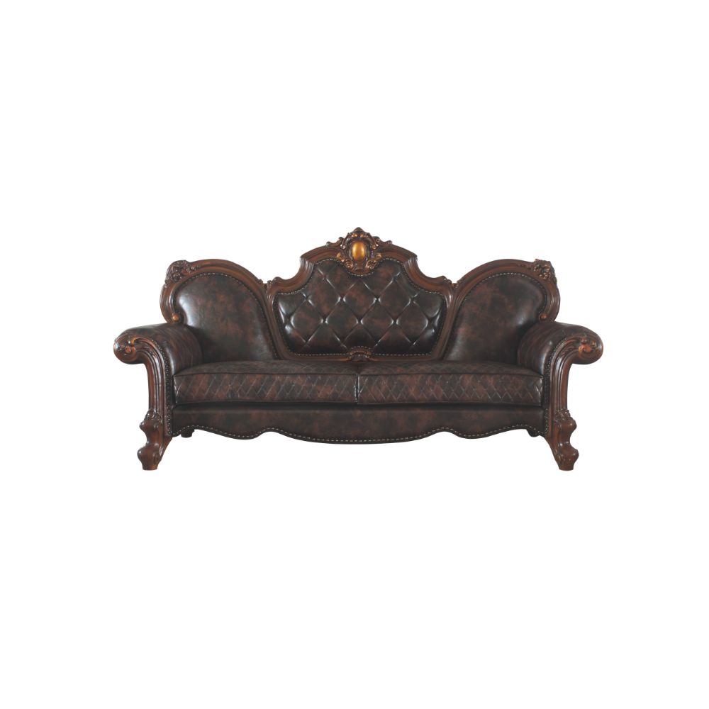 ACME Picardy PU & Honey Oak Finish Picardy Sofa Model 58221