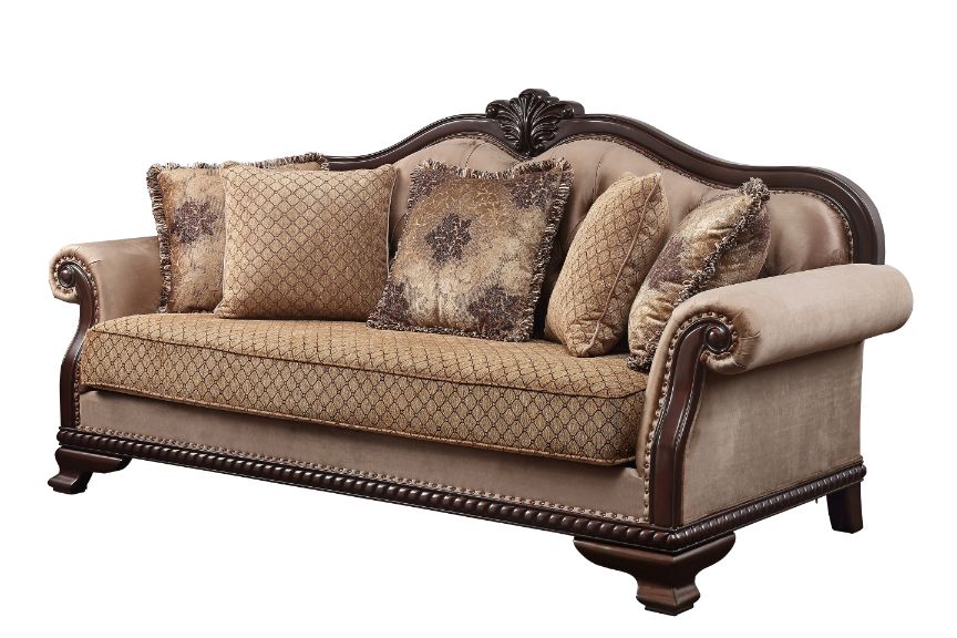 ACME Chateau De Ville Fabric & Espresso Finish Chateau De Ville Sofa Model 58265