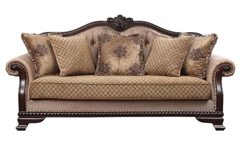 ACME Chateau De Ville Fabric & Espresso Finish Chateau De Ville Sofa Model 58265