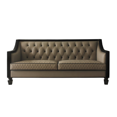 ACME House Beatrice Tan PU, Black PU & Charcoal Finish House Beatrice Sofa Model 58815