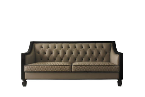 ACME House Beatrice Tan PU, Black PU & Charcoal Finish House Beatrice Sofa Model 58815