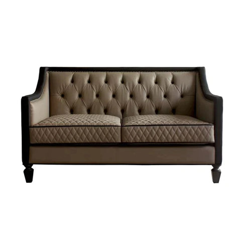 House Beatrice Tan PU, Black PU & Charcoal Finish Loveseat Model 58816 By ACME Furniture