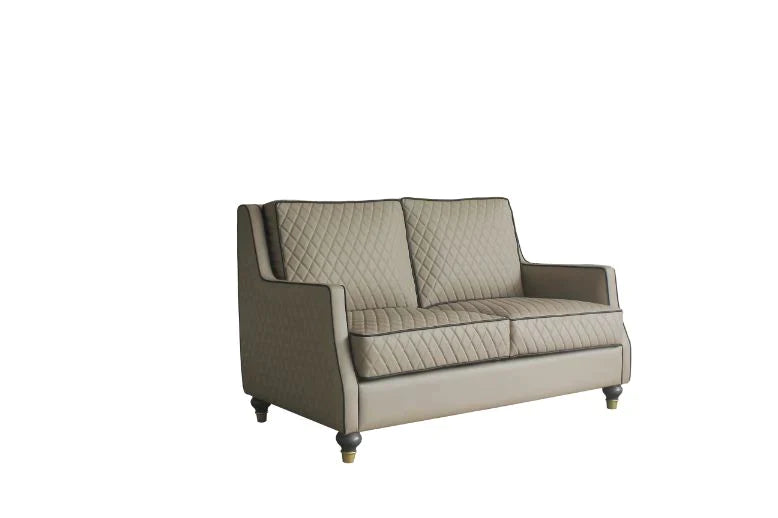 House Marchese Tan PU & Tobacco Finish Loveseat Model 58861 By ACME Furniture