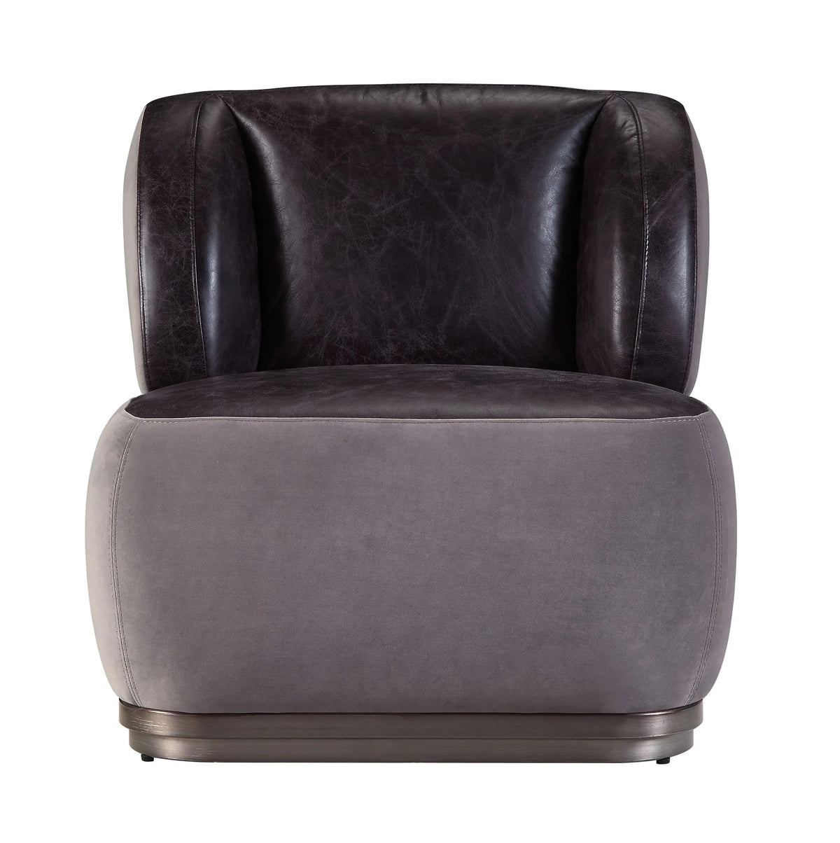 Decapree Antique Slate Top Grain Leather & Gray Velvet Accent Chair Model 59270 By ACME Furniture