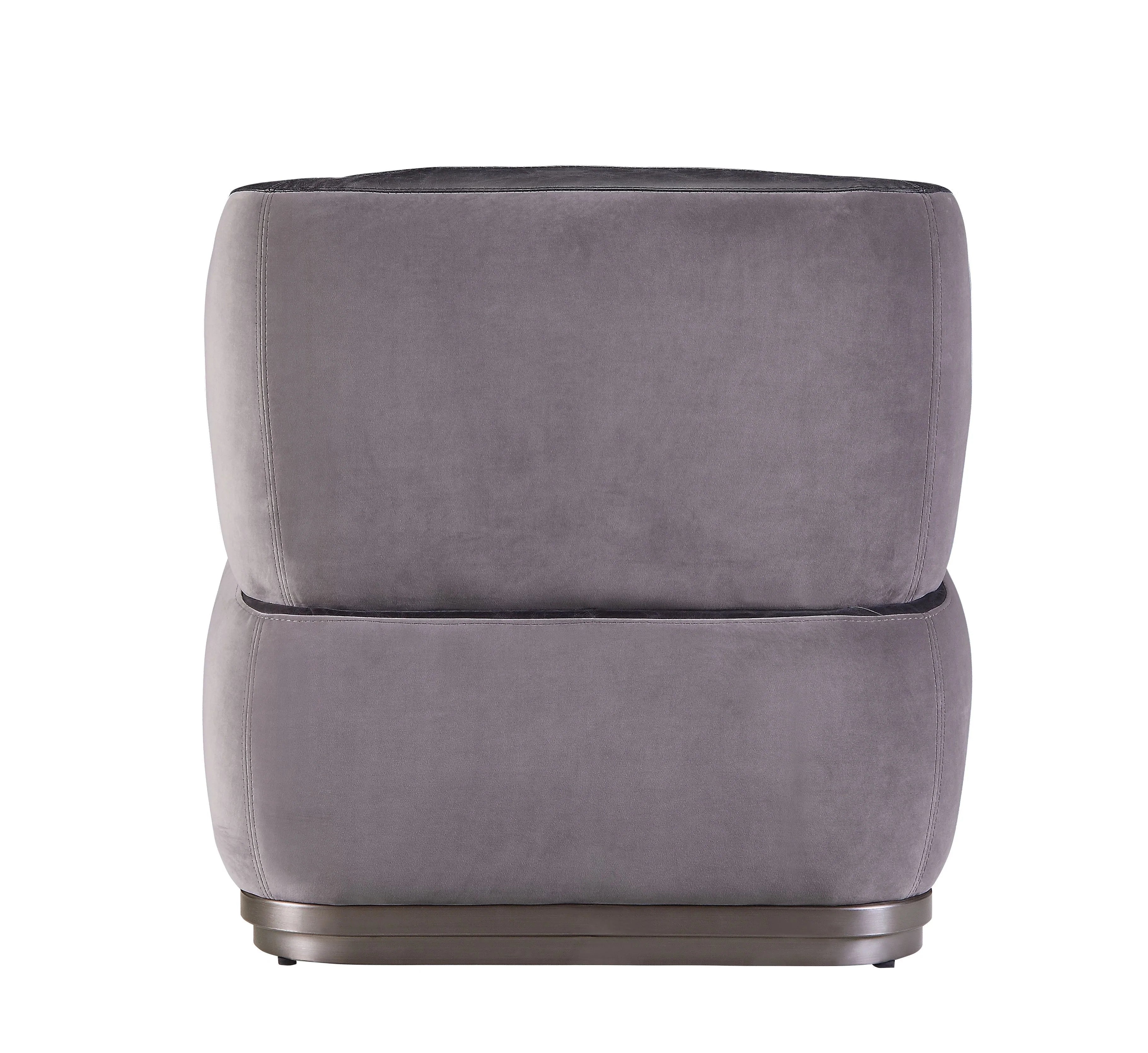 Decapree Antique Slate Top Grain Leather & Gray Velvet Accent Chair Model 59270 By ACME Furniture