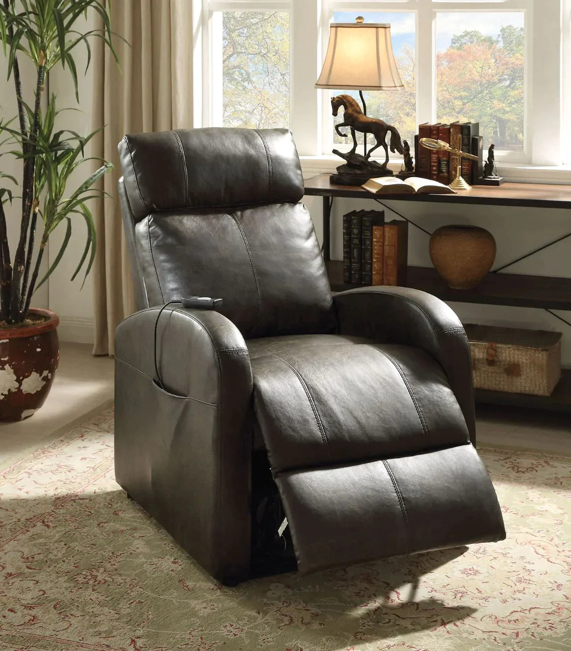 Ricardo Dark Gray PU Recliner Model 59405 By ACME Furniture