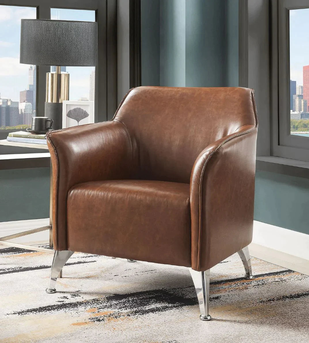 Teague Brown PU Accent Chair Model 59521 By ACME Furniture