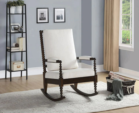 Tristin Cream Fabric & Walnut Rocking Chair Model 59523 By ACME Furniture