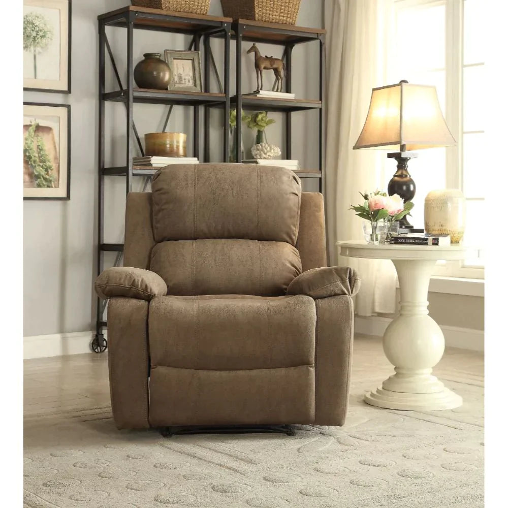 Bina Taupe Polished Microfiber Recliner Model 59527 By ACME Furniture