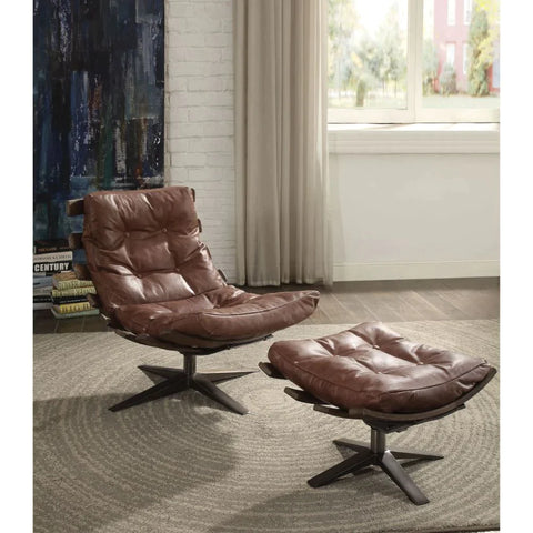 Gandy Retro Brown Top Grain Leather Accent Chair Model 59530 By ACME Furniture