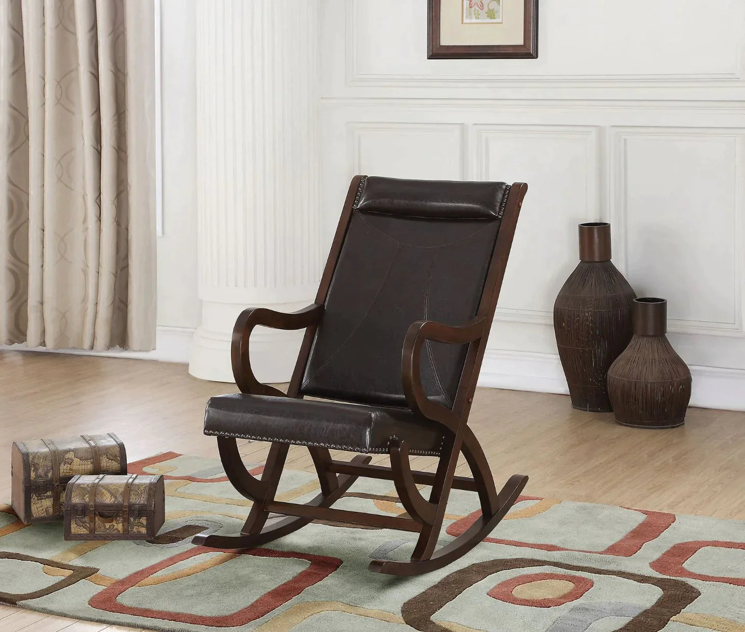 Triton Espresso PU & Walnut Rocking Chair Model 59535 By ACME Furniture