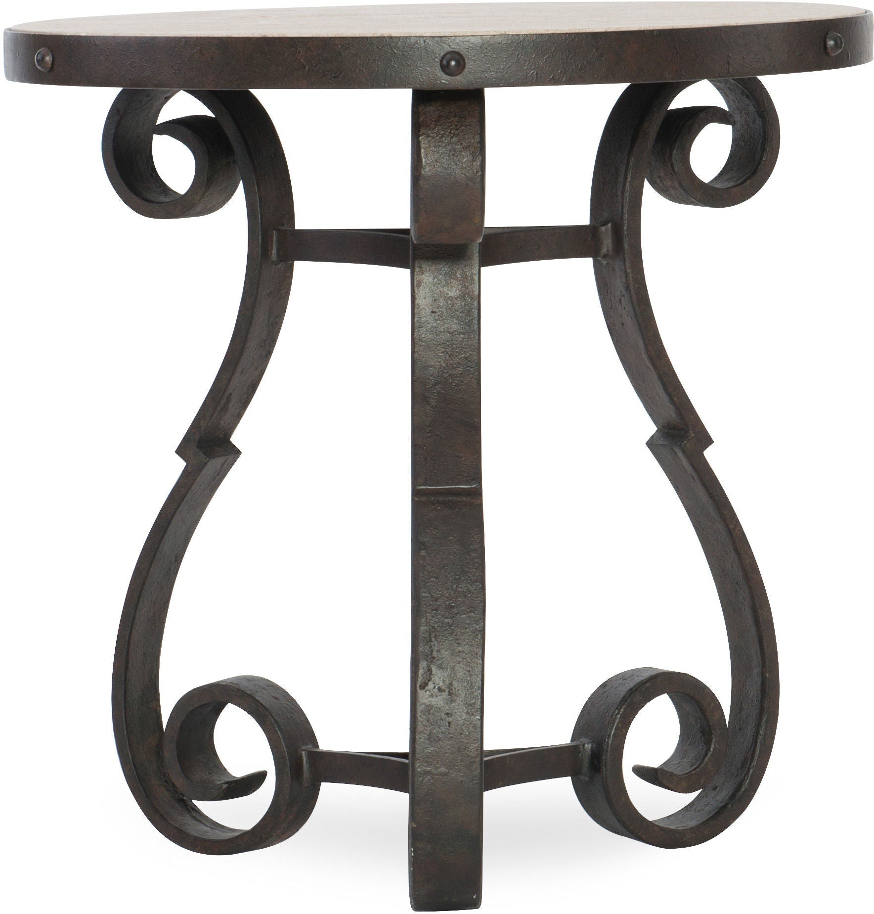 Hooker Furniture Living Room Luckenbach Metal and Stone End Table