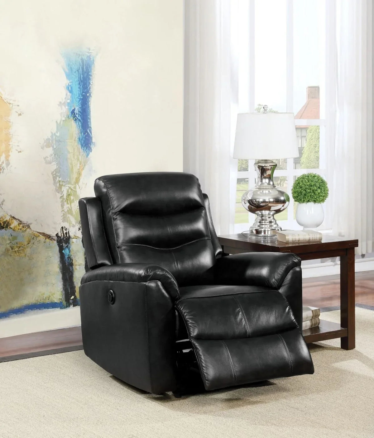 Ava Black Top Grain Leather Match Recliner Model 59682 By ACME Furniture