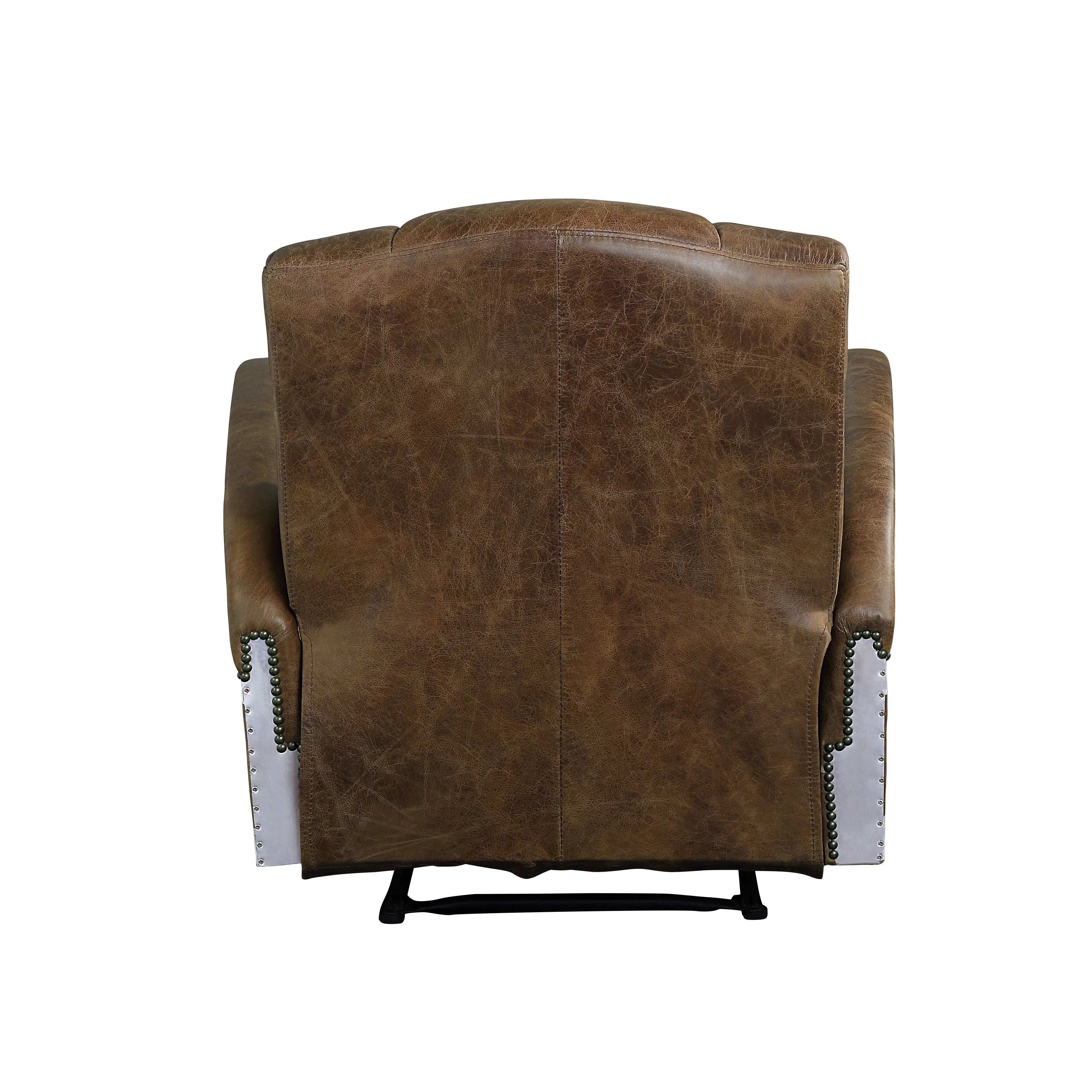 Brancaster Retro Brown Top Grain Leather & Aluminum Recliner Model 59718 By ACME Furniture