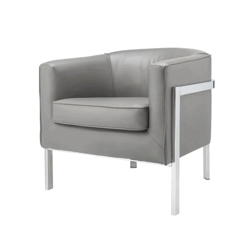 Tiarnan Vintage Gray PU & Chrome Accent Chair Model 59811 By ACME Furniture