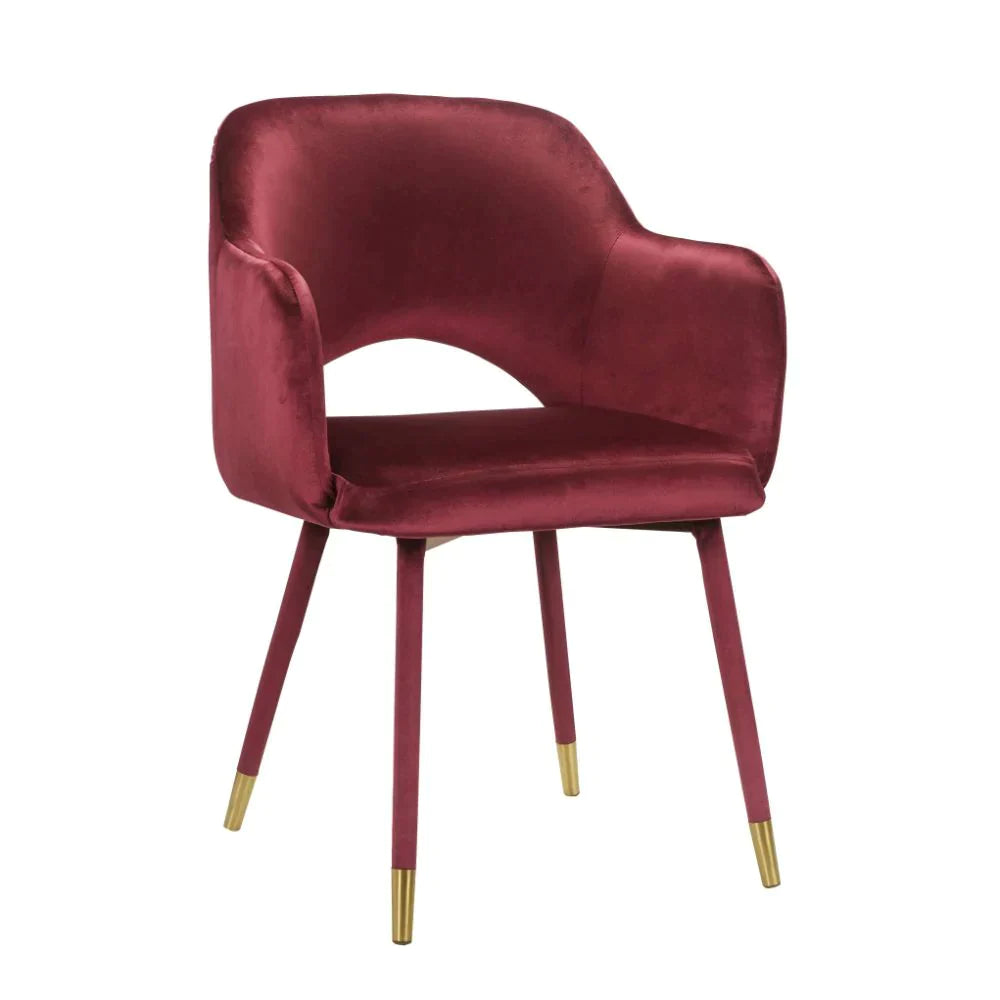 Applewood Bordeaux-Red Velvet & Gold Accent Chair Model 59850 By ACME Furniture