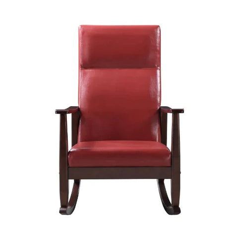 Raina Red PU & Espresso Finish Rocking Chair Model 59931 By ACME Furniture