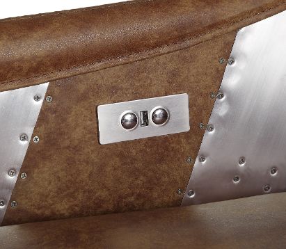 Qalurne 2-Tone Mocha Top Grain Leather & Aluminum Recliner Model 59942 By ACME Furniture
