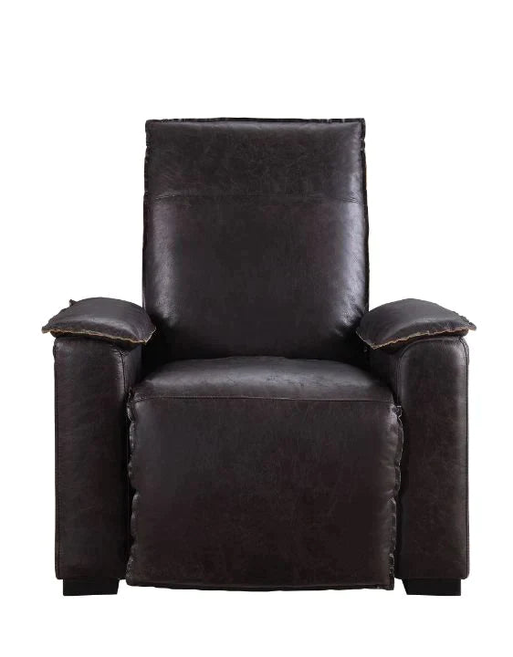 Nernoss Dark Grain Brown Leather & Aluminum Recliner Model 59943 By ACME Furniture