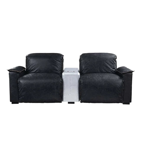 Misezon Black Top Grain Leather & Aluminum Recliner Model 59952 By ACME Furniture