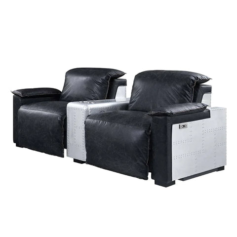 Misezon Black Top Grain Leather & Aluminum Recliner Model 59952 By ACME Furniture