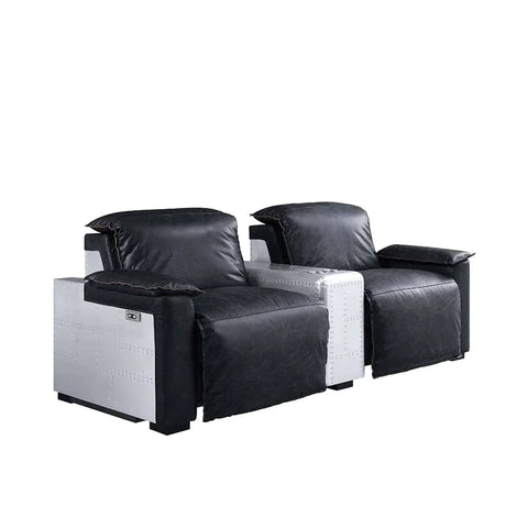 Misezon Black Top Grain Leather & Aluminum Recliner Model 59952 By ACME Furniture