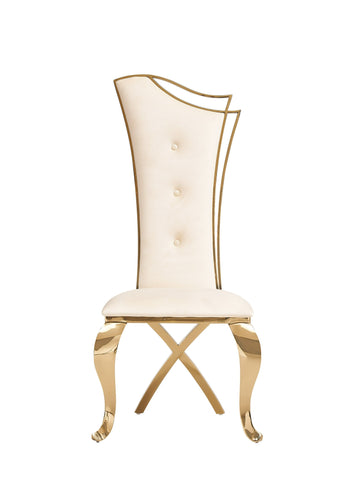 Modrest Bonnie Modern Beige Velvet & Champagne Gold Dining Chair (Set Of 2) Model VGZA-Y906-BGE-GLD