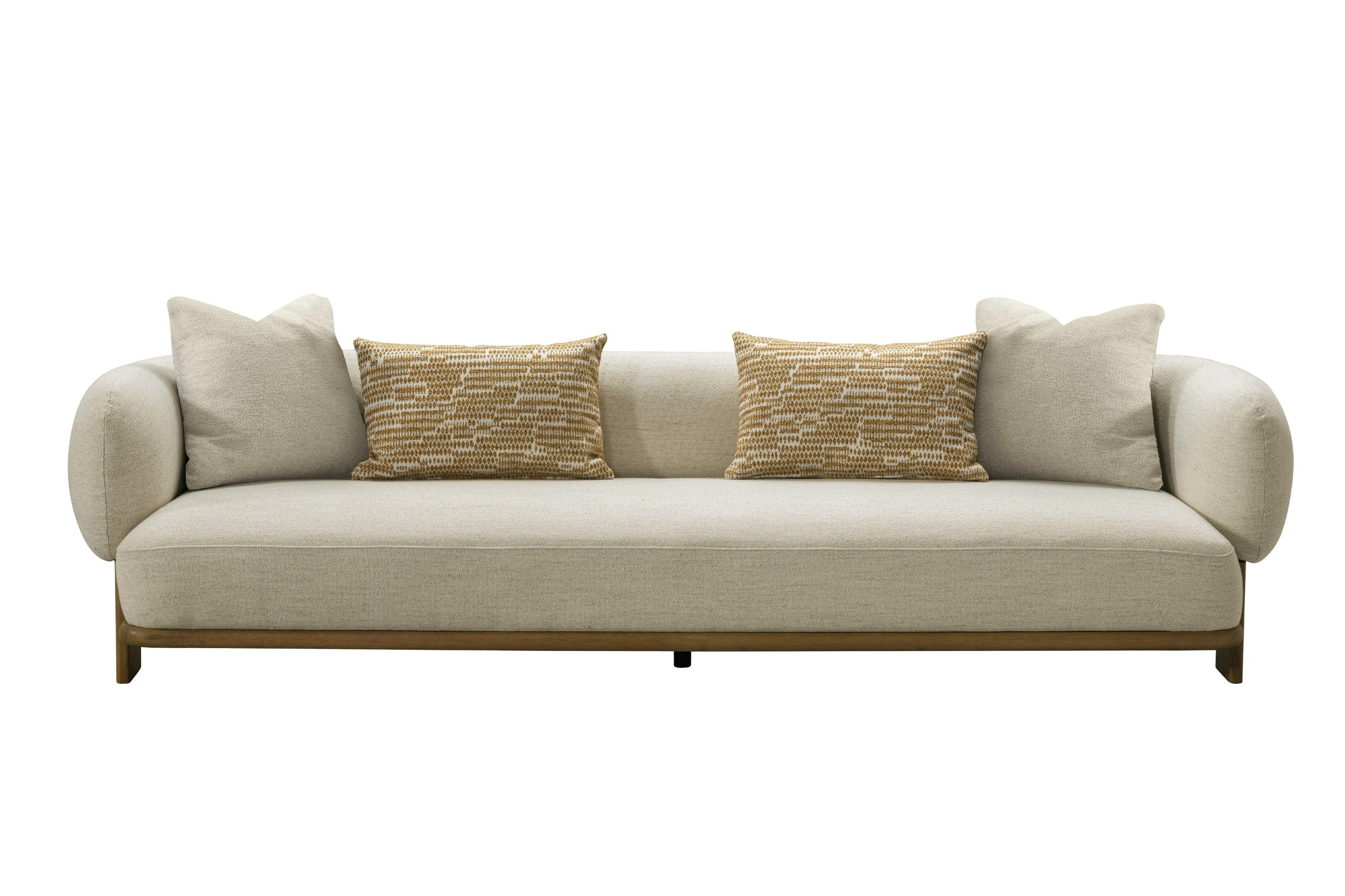 Divani Casa Optima Mid Century Modern Beige & Orange Fabric 4 Seater Sofa Model VGHM-XF559-4SOFA-BGE