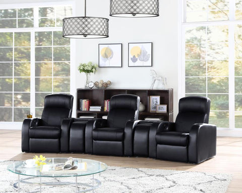 Coaster Cyrus Upholstered Recliner Living Room Set Black Model 600001-S3A