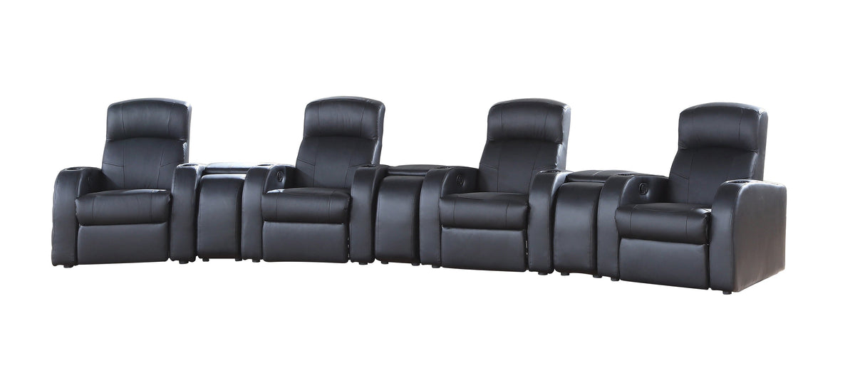 Coaster Cyrus Upholstered Recliner Living Room Set Black Model 600001-S4A