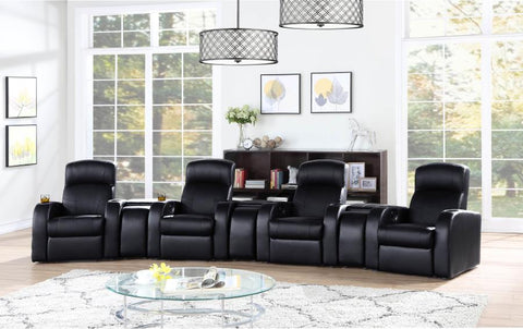 Coaster Cyrus Upholstered Recliner Living Room Set Black Model 600001-S4A