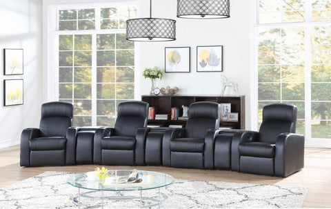 Coaster Cyrus Upholstered Recliner Living Room Set Black Model 600001-S4A
