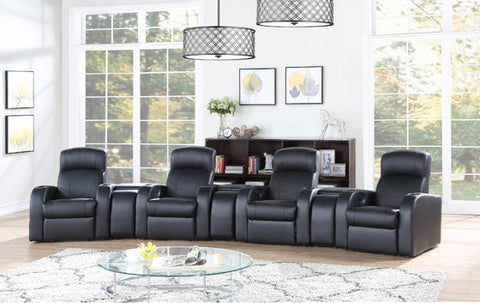 Coaster Cyrus Upholstered Recliner Living Room Set Black Model 600001-S4A