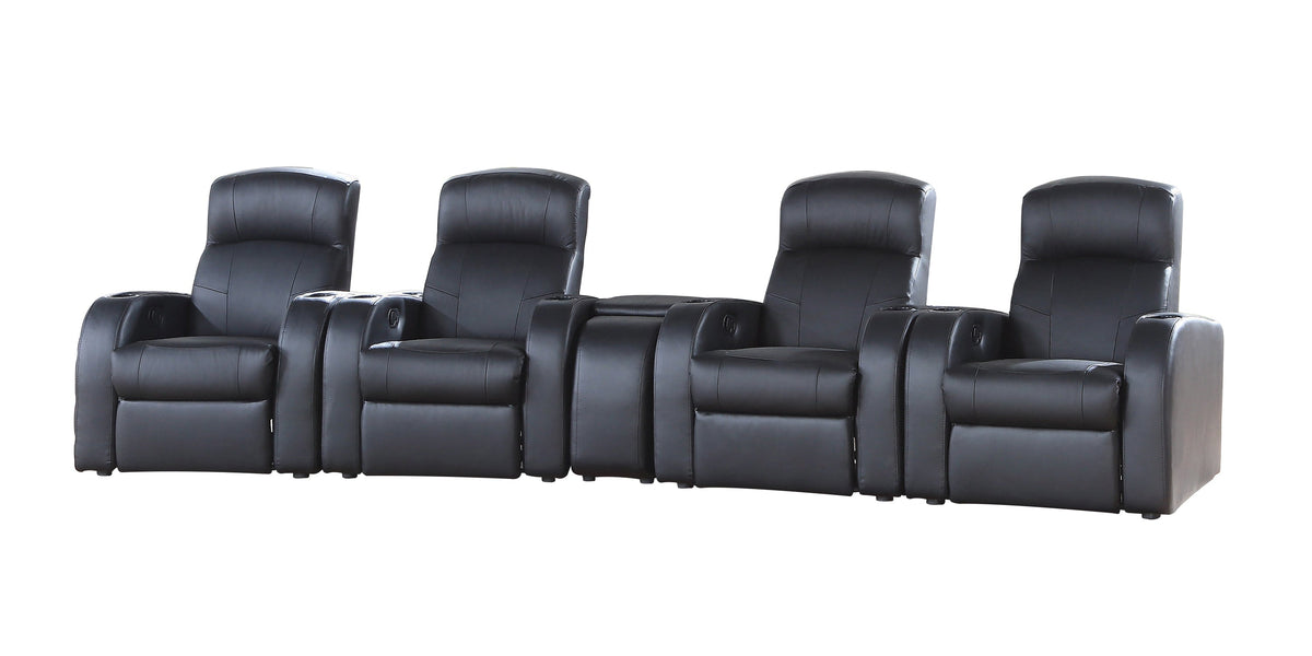 Coaster Cyrus Upholstered Recliner Living Room Set Black Model 600001-S4B