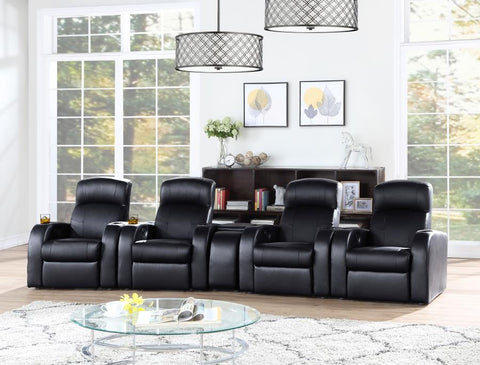Coaster Cyrus Upholstered Recliner Living Room Set Black Model 600001-S4B
