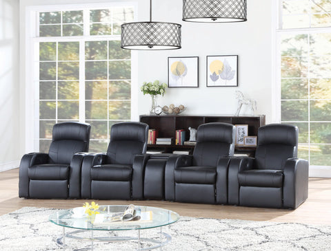 Coaster Cyrus Upholstered Recliner Living Room Set Black Model 600001-S4B