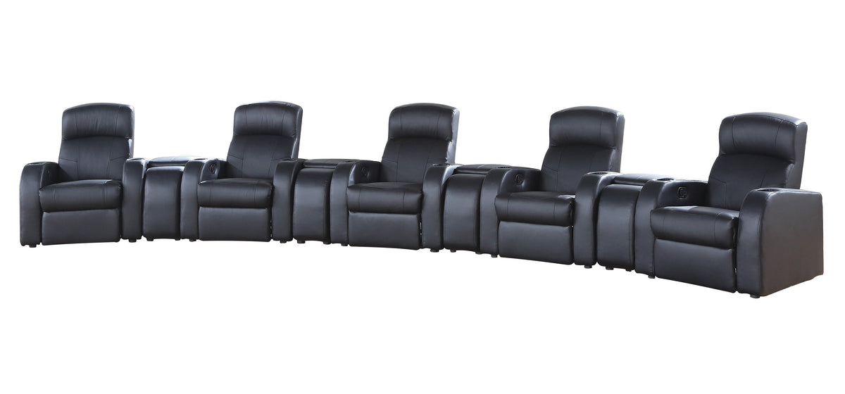 Coaster Cyrus Upholstered Recliner Living Room Set Black Model 600001-S5A