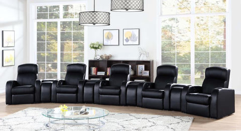 Coaster Cyrus Upholstered Recliner Living Room Set Black Model 600001-S5A