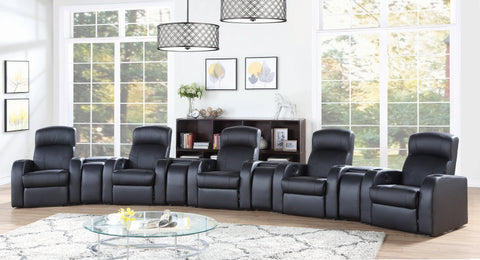 Coaster Cyrus Upholstered Recliner Living Room Set Black Model 600001-S5A