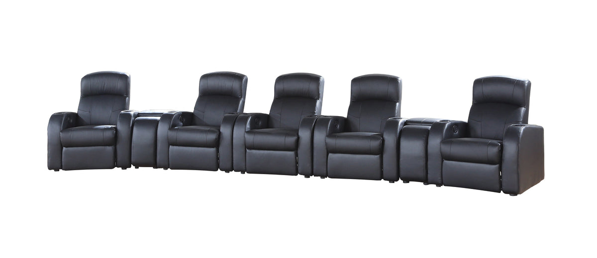 Coaster Cyrus Upholstered Recliner Living Room Set Black Model 600001-S5B