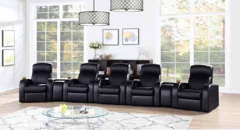 Coaster Cyrus Upholstered Recliner Living Room Set Black Model 600001-S5B